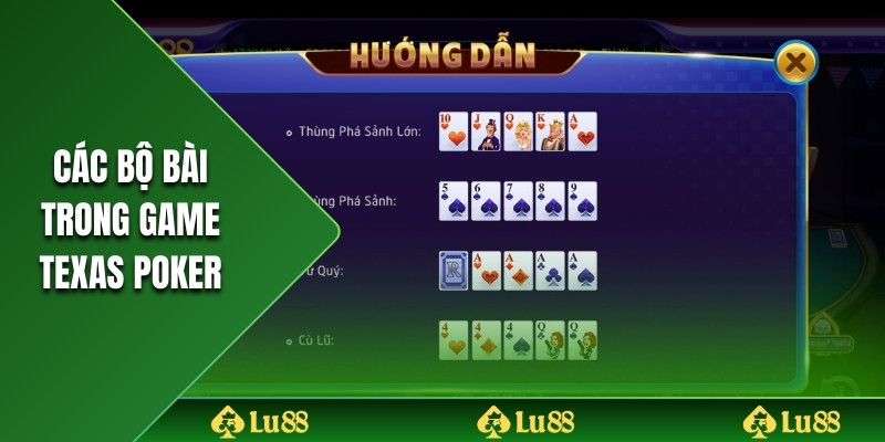 Các bộ bài trong game Texas Poker